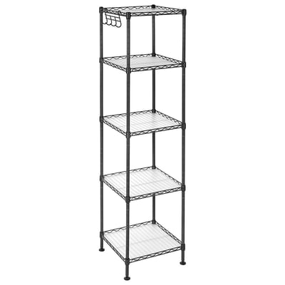 Étagère en métal noir avec grille de rangement modulable - L30 x H121 cm CALICOSY
