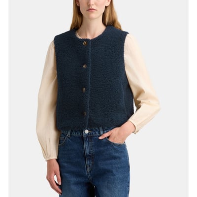 Veste droite courte enola sans manches effet sherpa GALERIES LAFAYETTE