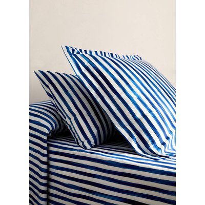 Taie d'oreiller coton percale rayures aquarelle 60x60 cm MANGO HOME