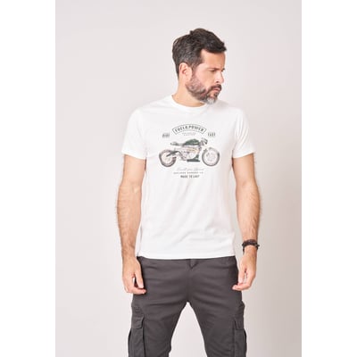 T-shirt regular homme en 100% coton jersey imprimé moto vintage AVENUE DEELUXE