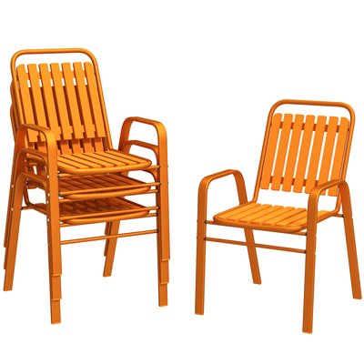 Lot de 4 chaises de jardin empilables design néo-rétro acier époxy OUTSUNNY