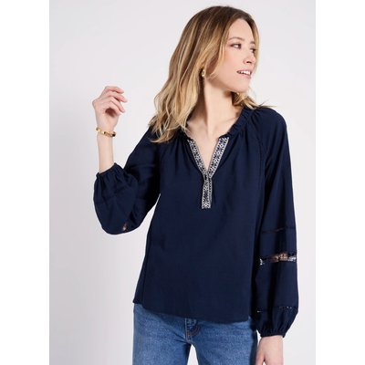 Blouse brodée col tunisien JOUR NAF NAF