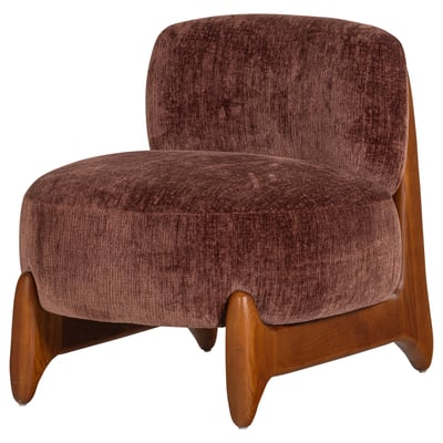 Fauteuil en bois et velours RUNI WOOOD