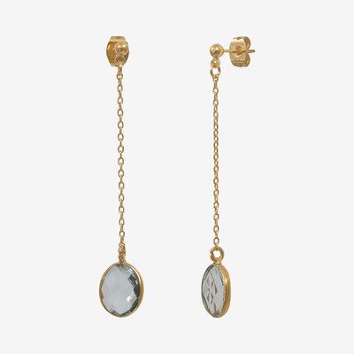 Boucles d'oreilles dorées longues - SERTI PM CAROLINE NAJMAN