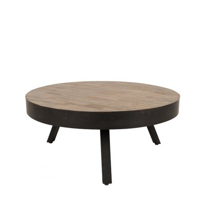 Table basse ronde ø74 cm en teck recyclé Large - SURI DRAWER