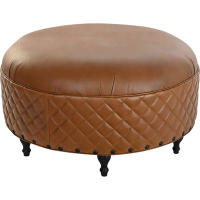 Pouf cuir et bois, collection Vintage RECOLLECTION