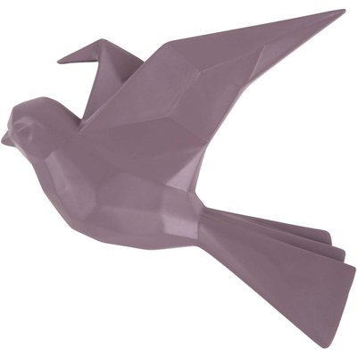 Oiseau fixation murale en résine violet mat origami Petit modèle PRESENT TIME
