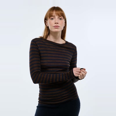 T-shirt manches longues en laine mérinos rayé MONOPRIX