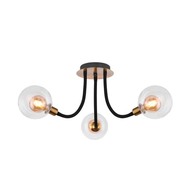 Plafonnier rond 3 lumières en verre et métal design original EDDY GLOBO LIGHTING