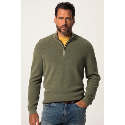 Pull en maille côtelée, col camionneur zippé JP1880