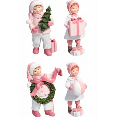 Set de 4 figurines de Noël enfants 5x5.5x12cm WADIGA