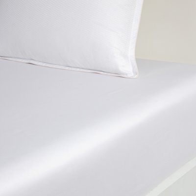 Drap housse en satin de coton bleu, LOFT BOSS HOME