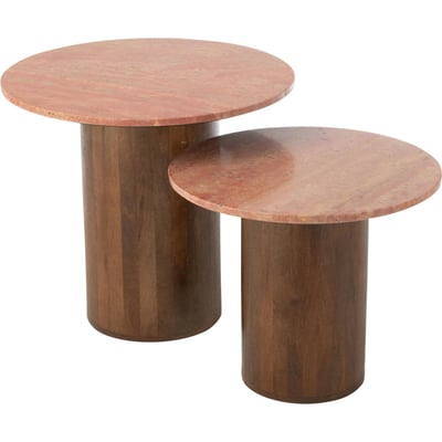 Set de 2 tables d'appoint rondes en bois RECOLLECTION