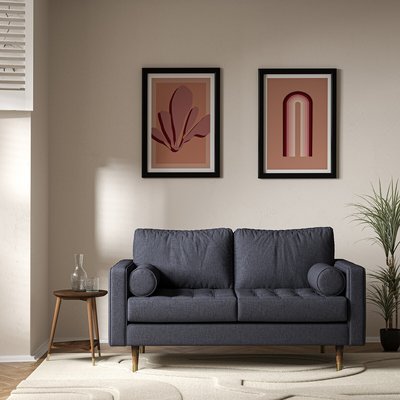 Coco Mid-Century Soft Brushed 2 Seater Sofa with Walnut Legs SO'HOME