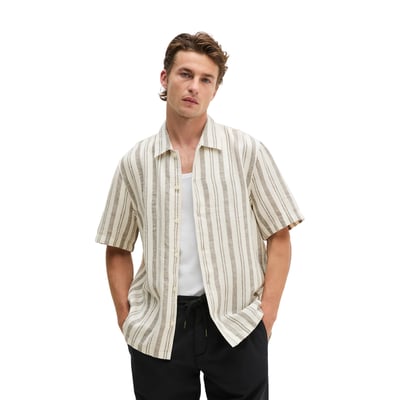 Chemise à manches courtes regular en coton bio et en lin MARC O'POLO