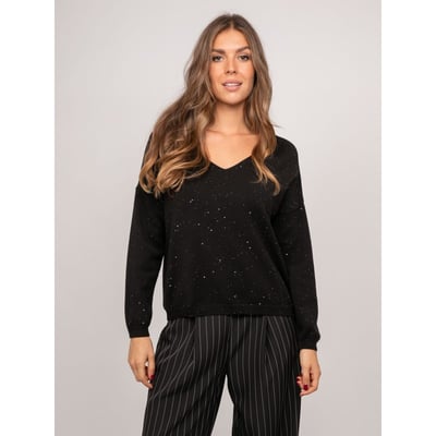 Pull Maille Fine Col V Paillettes Koraka DONA LISA