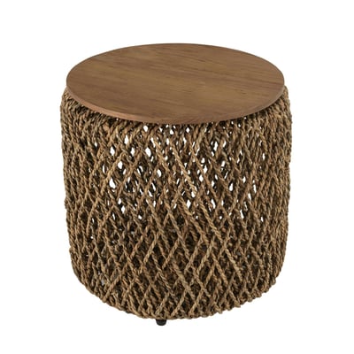 Table d'appoint ronde 49 cm fibre de coco et bois recyclé SWING PIER IMPORT