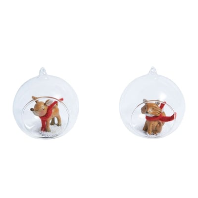Boules de noël biche et renard en résine H9 SIA DECO