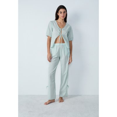 Pantalon de pyjama en coton coupe droite à carreaux détails nœuds POUPI ETAM