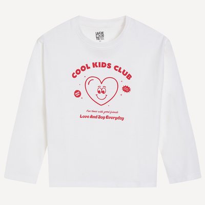 T-shirt col rond, à manches longues, imprimé coeur et message LA REDOUTE COLLECTIONS