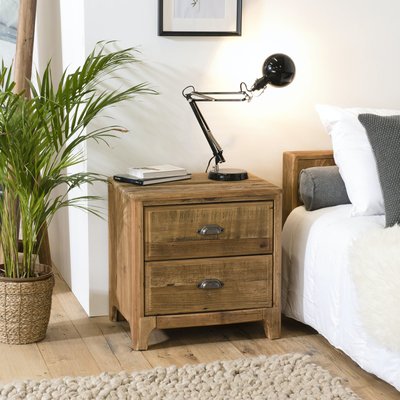 Table de chevet en bois de pin recyclé 2 tiroirs DENVER PIER IMPORT
