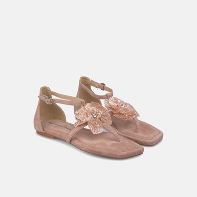 Sandales plates avec fleur en strass et bout carré ALMA EN PENA