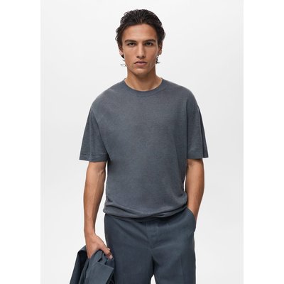 T-shirt droit 100 % lin MANGO MAN