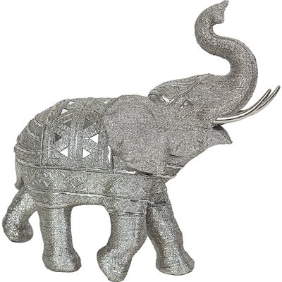 éléphant décoratif en résine argentée finition artisanale RECOLLECTION