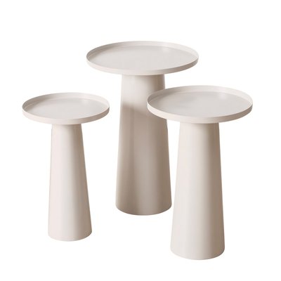 Set de 3 tables d'appoint ronde en métal blanc WADIGA