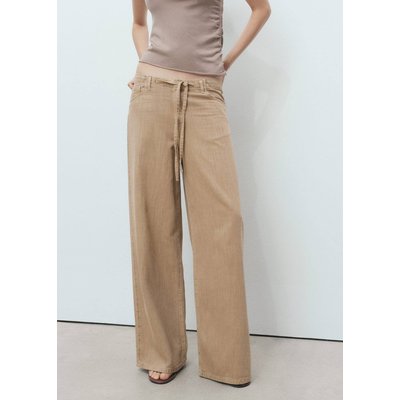 Pantalon denim wideleg ceinture MANGO