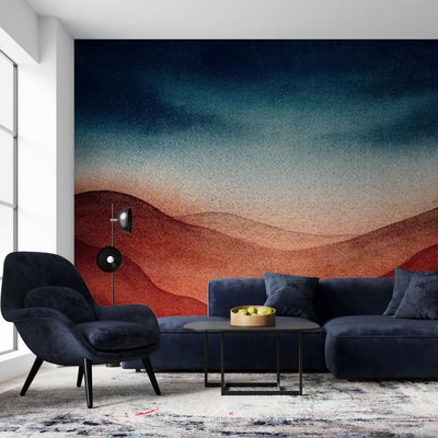 Papier peint panoramique avec montagnes et dégradé de couleurs - 340x260 cm (l x h) LA TOUCHE ORIGINALE