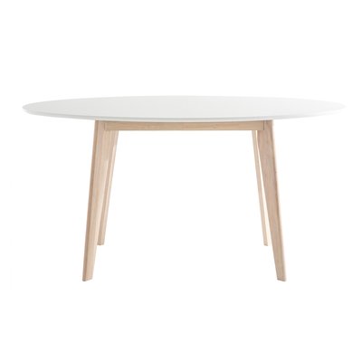 Table scandinave ovale blanche et bois clair L150 cm LEENA MILIBOO