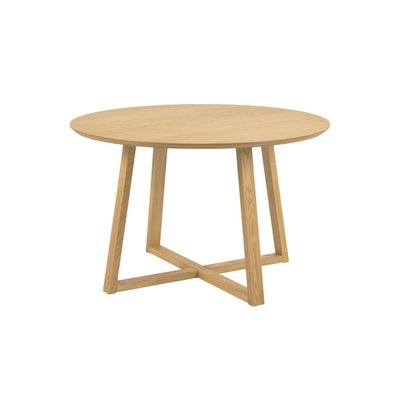Table à manger ronde pieds croisés chêne naturel 4 places D120 - MOLY HELLIN, DEPUIS 1862