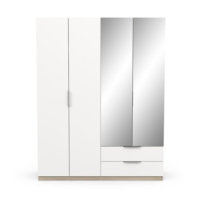 Armoire 4 portes, 2 tiroirs et 2 miroirs Ghost - L157,3 cm CALICOSY