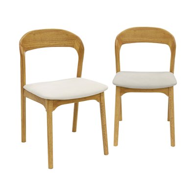 Chaise vintage bois d'hévéa et tissu (lot de 2) ATHENA SWEEEK