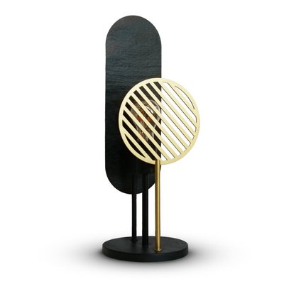 Lampe A Poser Totem Métal Or Et Noir Martelé MILLUMINE