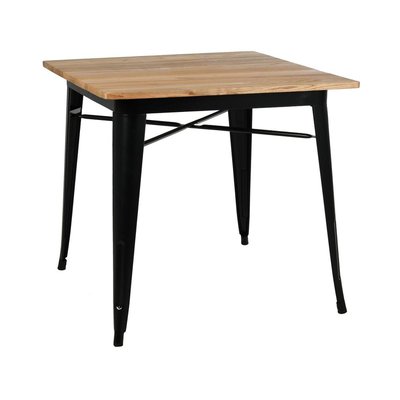 Table carrée industrielle en métal et bois d'orme huilé AUBRY GASPARD