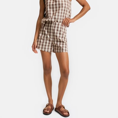 Short imprimé vichy en coton et lin  LA REDOUTE COLLECTIONS
