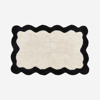 Tapis de bain festonné en coton naturel - 1200 g/m² - 50 x 80 cm NAHIA HABITAT