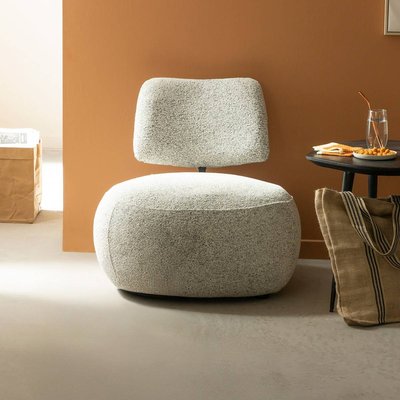 Fauteuil en tissu bouclette avec dossier gris  CALYA MADE IN MEUBLES 