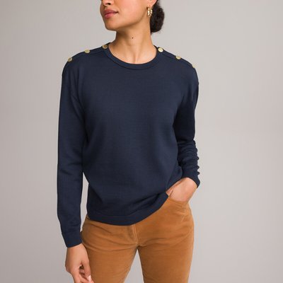 Trui met ronde hals in fijn tricot, mixed wol ANNE WEYBURN
