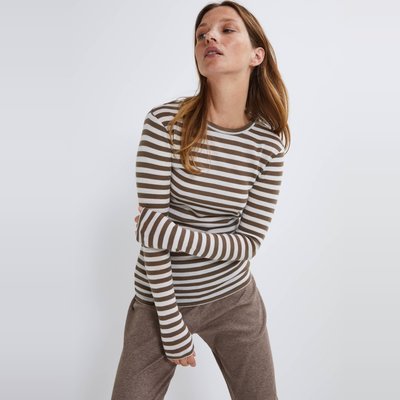 T-shirt manches longues en laine mérinos rayé MONOPRIX