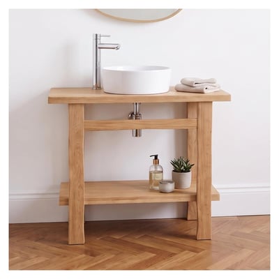 Meuble simple vasque sur pieds 95cm en chêne massif esprit établi OFICIO MOB IN