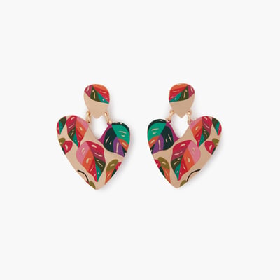 Boucles d'oreilles cœurs Balagane imprimé feuilles BALABOOSTE