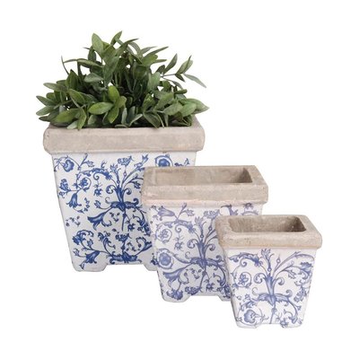 Pots en céramique patiné (Lot de 3) JARDINDECO