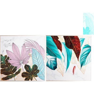 Tableau botanique en bois, carré (lot de 2) Zali RECOLLECTION