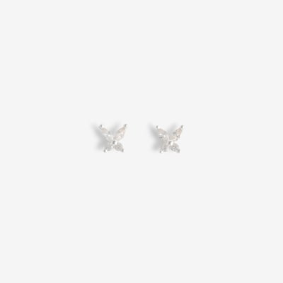 Puces d'oreilles papillon avec zirconium en argent garanti BALABOOSTE