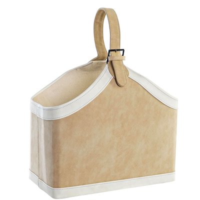 Porte-revues à poser en similicuir beige crème WADIGA