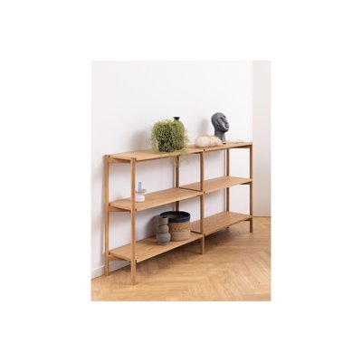 Bibliothèque basse scandinave en chêne clair 4 tablettes - BRENDA HELLIN, DEPUIS 1862