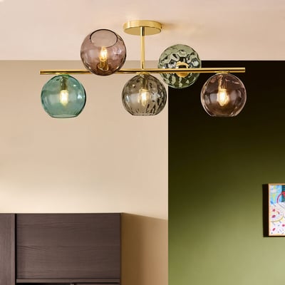 MADE.COM Ilaria 5-Light Swirl Glass Semi-Flush Ceiling Light MADE